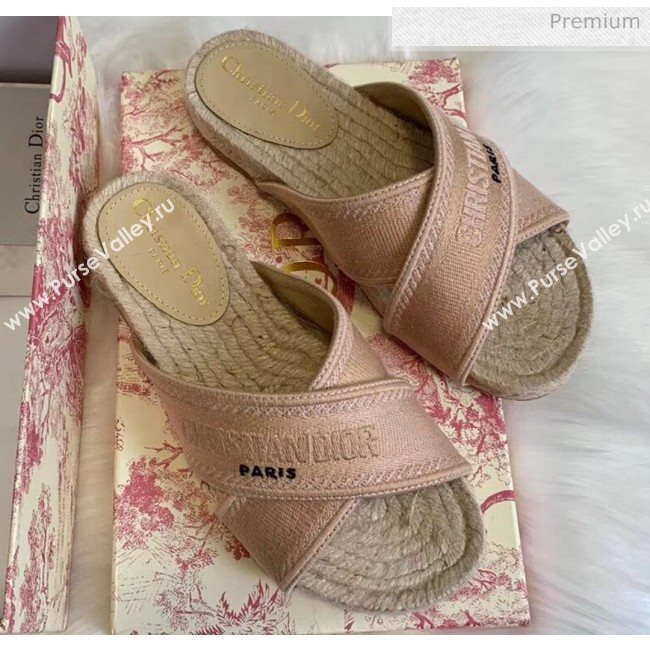Dior Granville Embroidered Cotton Mule Sandals Cream 2020 (HB-20041561)