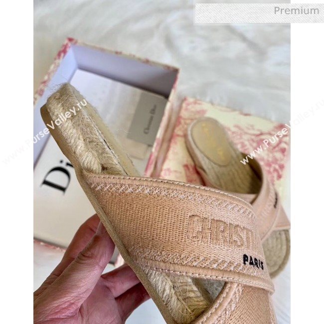 Dior Granville Embroidered Cotton Mule Sandals Cream 2020 (HB-20041561)