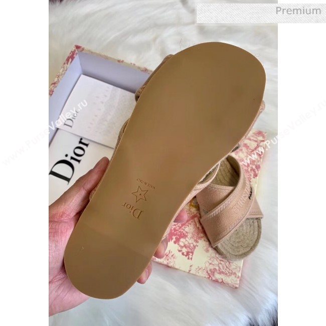 Dior Granville Embroidered Cotton Mule Sandals Cream 2020 (HB-20041561)