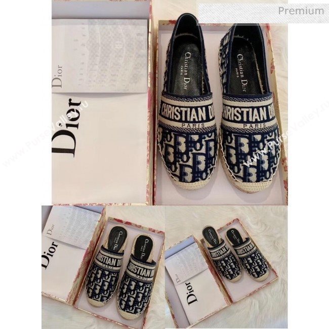 Dior Granville Dior Oblique Embroidered Cotton Espadrille Deep Blue 2020 (HB-20041562)