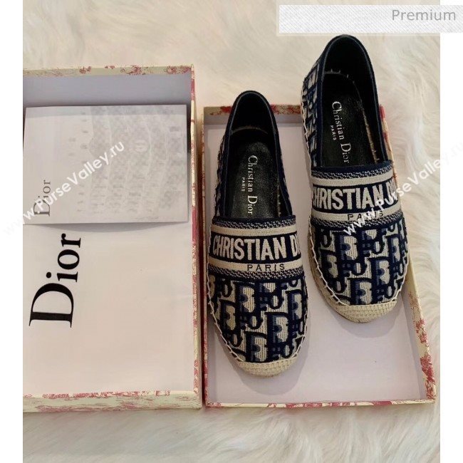 Dior Granville Dior Oblique Embroidered Cotton Espadrille Deep Blue 2020 (HB-20041562)