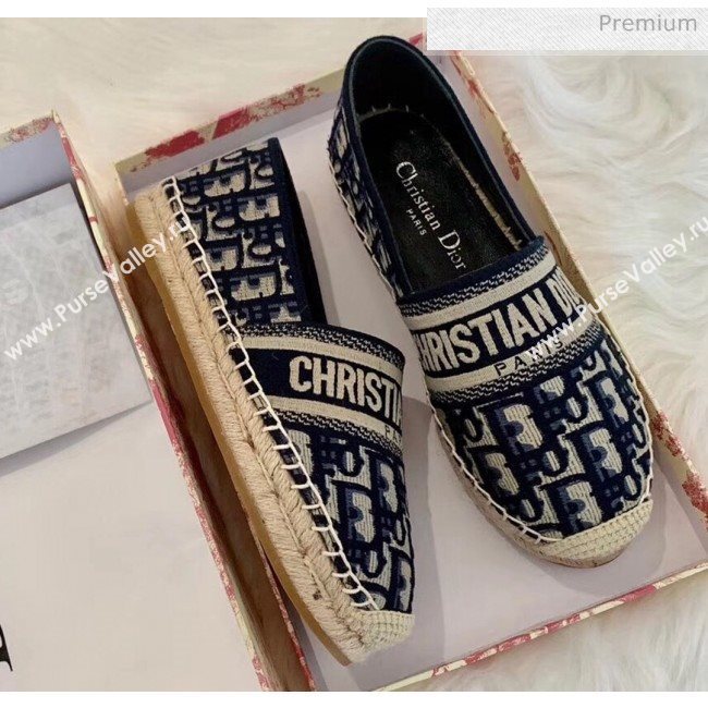 Dior Granville Dior Oblique Embroidered Cotton Espadrille Deep Blue 2020 (HB-20041562)