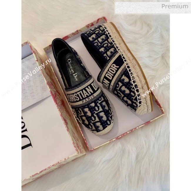 Dior Granville Dior Oblique Embroidered Cotton Espadrille Deep Blue 2020 (HB-20041562)