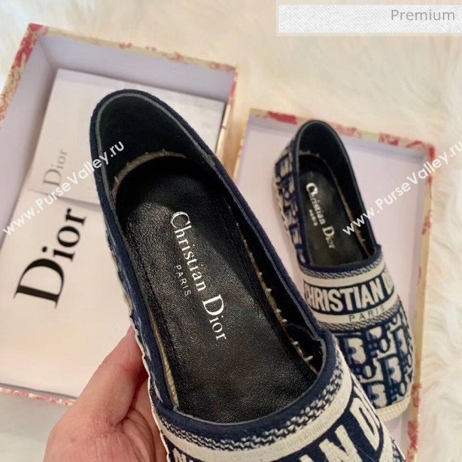 Dior Granville Dior Oblique Embroidered Cotton Espadrille Deep Blue 2020 (HB-20041562)