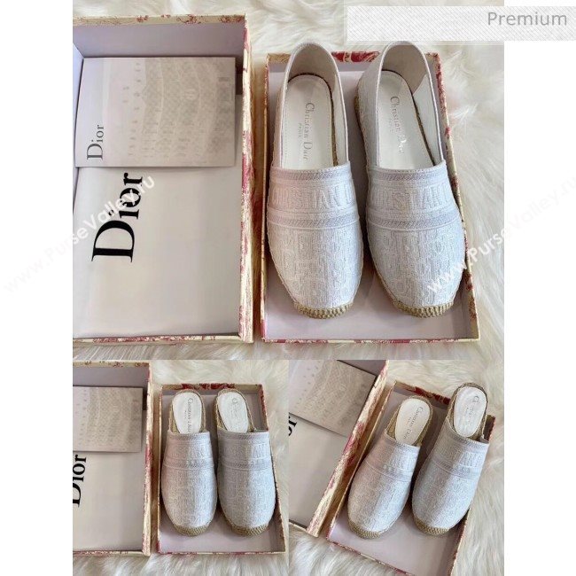 Dior Granville Dior Oblique Embroidered Cotton Espadrille White 2020 (HB-20041564)