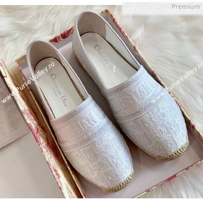 Dior Granville Dior Oblique Embroidered Cotton Espadrille White 2020 (HB-20041564)