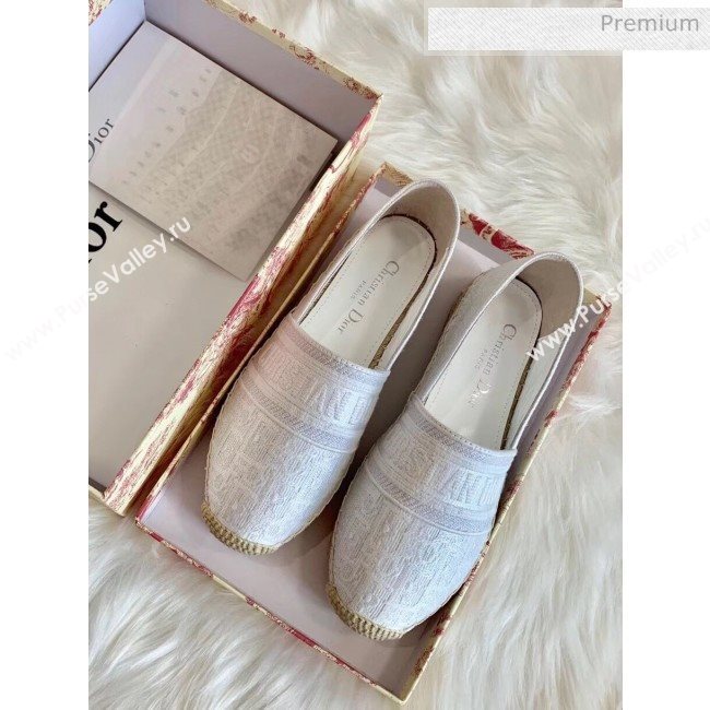 Dior Granville Dior Oblique Embroidered Cotton Espadrille White 2020 (HB-20041564)