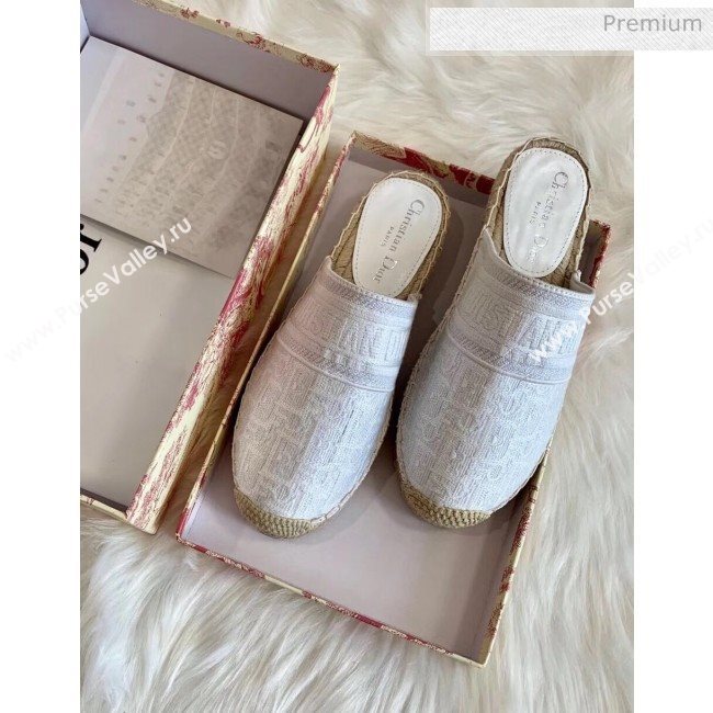 Dior Granville Dior Oblique Embroidered Cotton Mule White 2020 (HB-20041566)