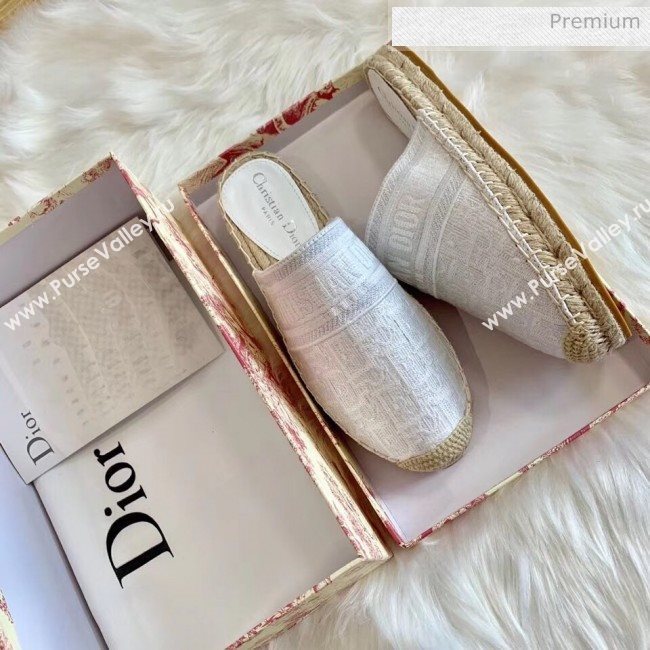Dior Granville Dior Oblique Embroidered Cotton Mule White 2020 (HB-20041566)