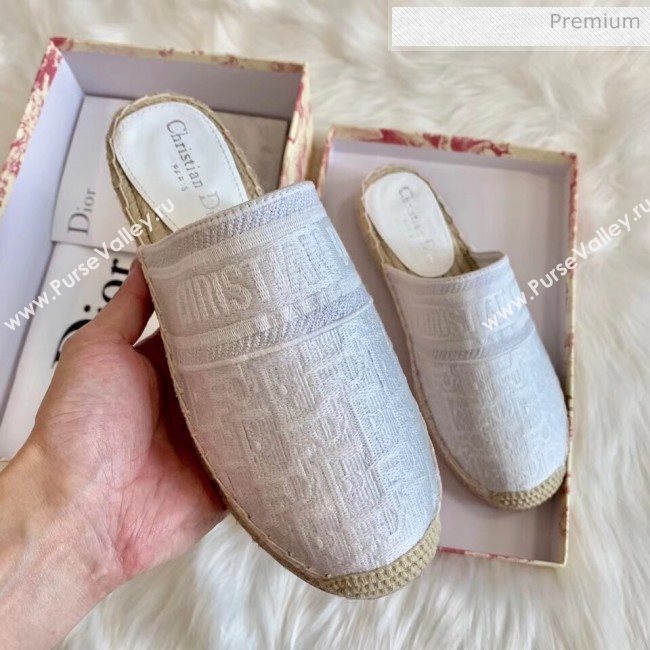 Dior Granville Dior Oblique Embroidered Cotton Mule White 2020 (HB-20041566)