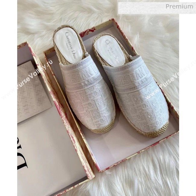 Dior Granville Dior Oblique Embroidered Cotton Mule White 2020 (HB-20041566)