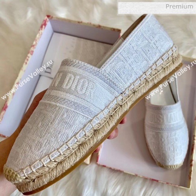 Dior Granville Dior Oblique Embroidered Cotton Espadrille White 2020 (HB-20041564)