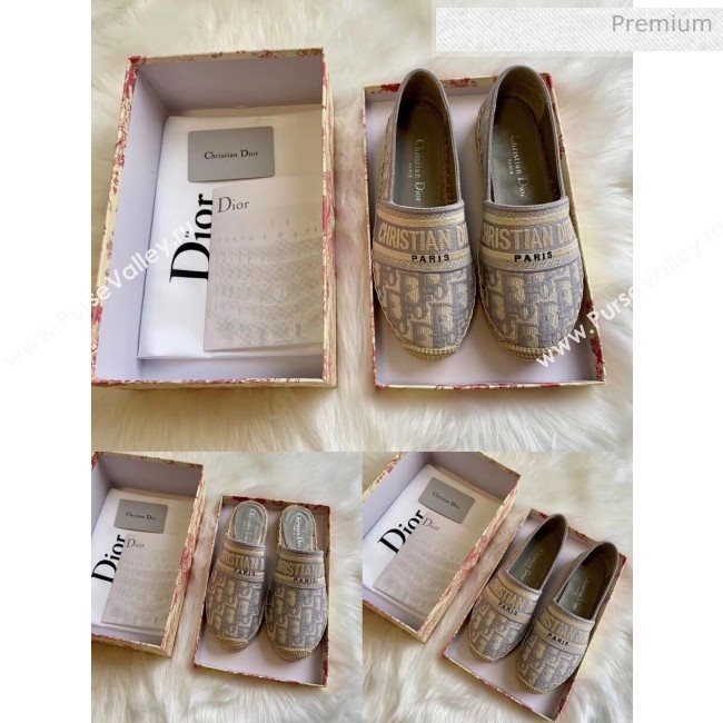 Dior Granville Dior Oblique Embroidered Cotton Espadrille Grey 2020 (HB-20041464)