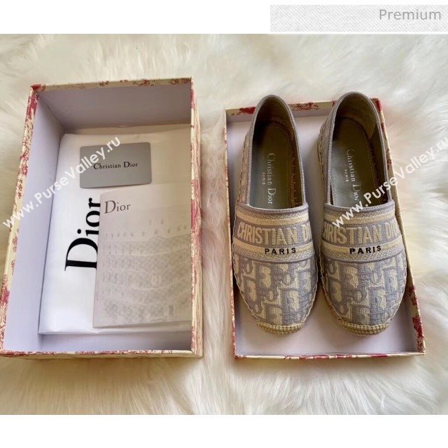 Dior Granville Dior Oblique Embroidered Cotton Espadrille Grey 2020 (HB-20041464)