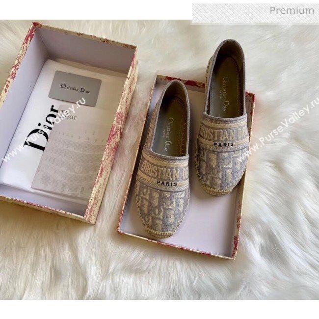 Dior Granville Dior Oblique Embroidered Cotton Espadrille Grey 2020 (HB-20041464)