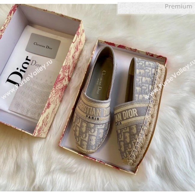 Dior Granville Dior Oblique Embroidered Cotton Espadrille Grey 2020 (HB-20041464)