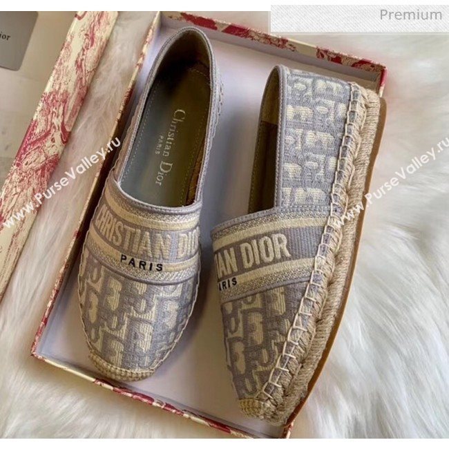 Dior Granville Dior Oblique Embroidered Cotton Espadrille Grey 2020 (HB-20041464)