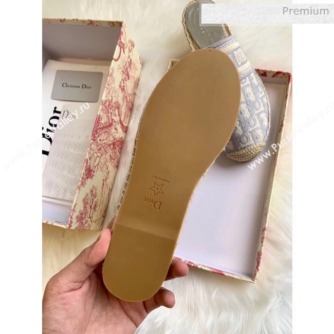 Dior Granville Dior Oblique Embroidered Cotton Espadrille Grey 2020 (HB-20041464)