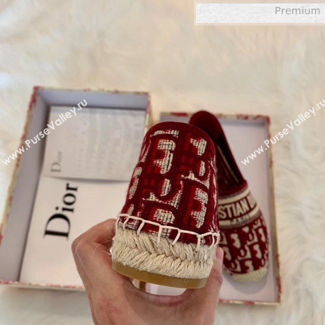 Dior Granville Dior Oblique Embroidered Cotton Espadrille Burgundy 2020 (HB-20041568)