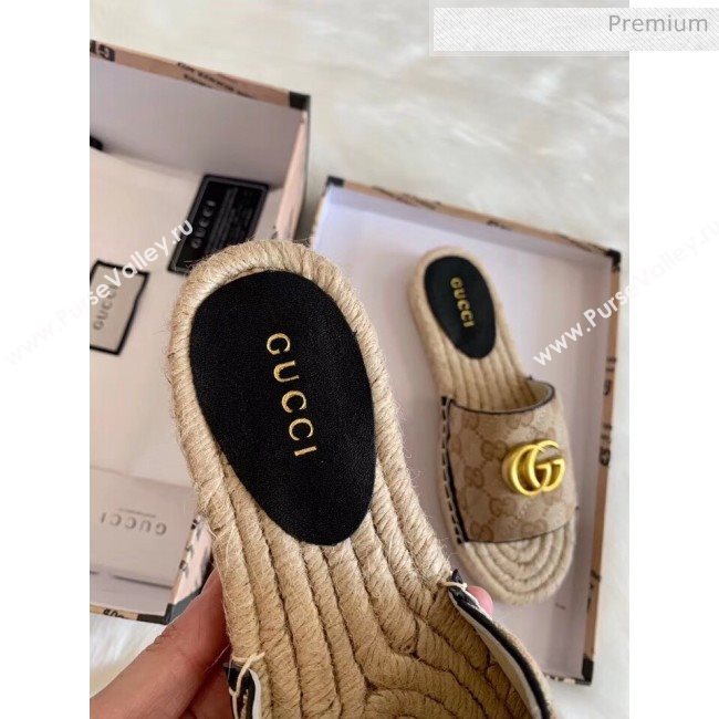 Gucci GG Matelassé Canvas Espadrille Sandal Beige/Black 2020 (HB-20041402)