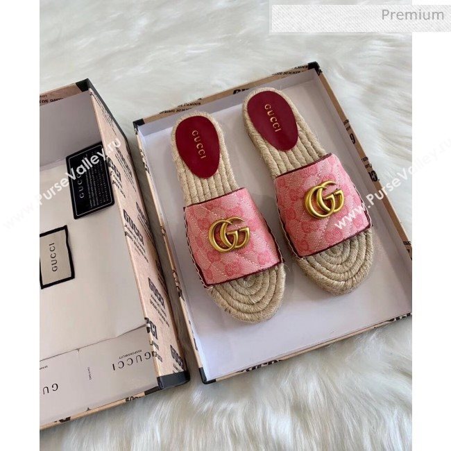 Gucci GG Matelassé Canvas Espadrille Sandal Pink 2020 (HB-20041404)