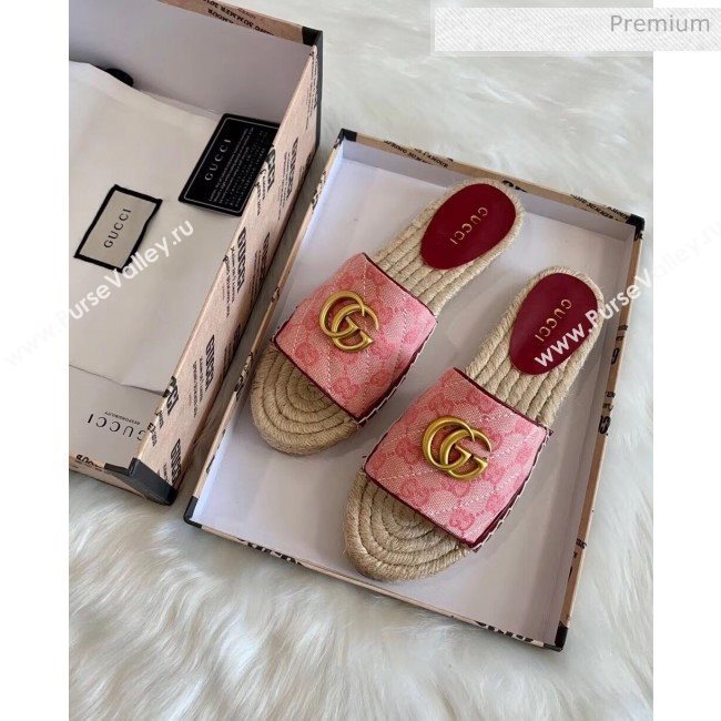 Gucci GG Matelassé Canvas Espadrille Sandal Pink 2020 (HB-20041404)