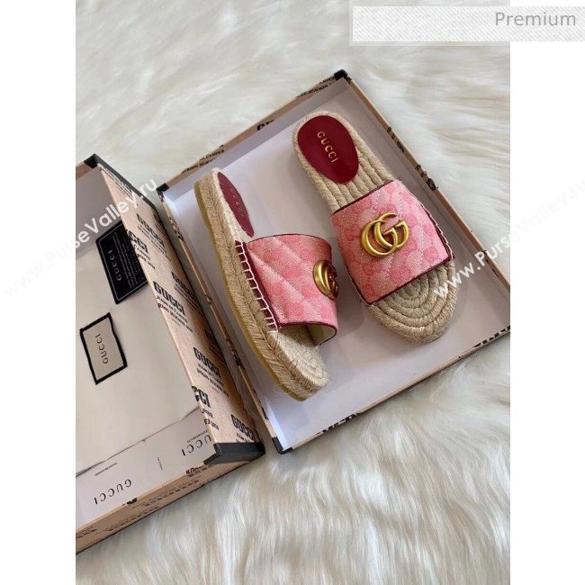 Gucci GG Matelassé Canvas Espadrille Sandal Pink 2020 (HB-20041404)