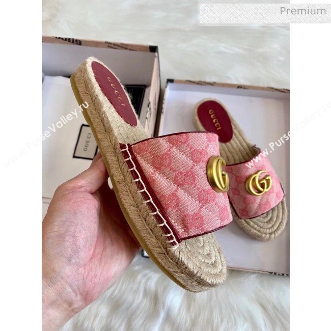 Gucci GG Matelassé Canvas Espadrille Sandal Pink 2020 (HB-20041404)