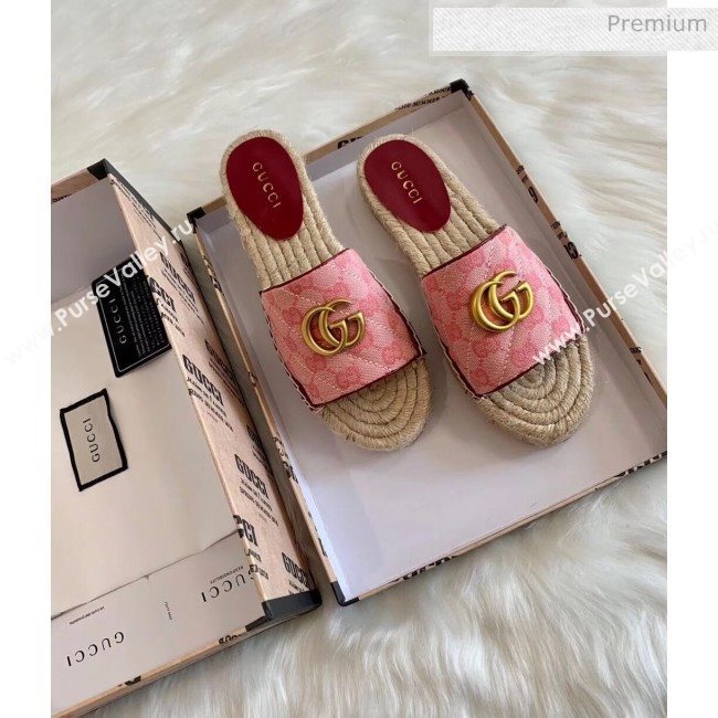 Gucci GG Matelassé Canvas Espadrille Sandal Pink 2020 (HB-20041404)