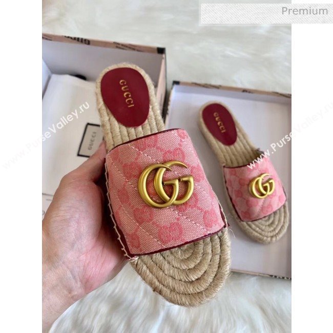 Gucci GG Matelassé Canvas Espadrille Sandal Pink 2020 (HB-20041404)