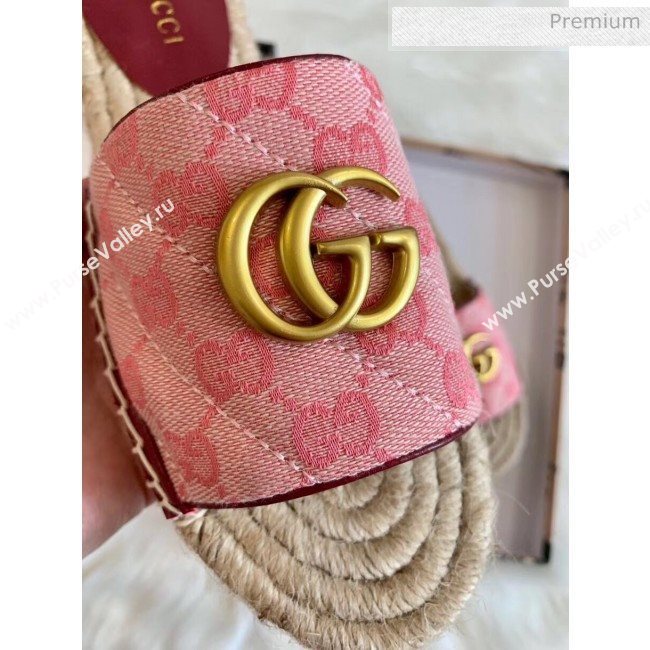 Gucci GG Matelassé Canvas Espadrille Sandal Pink 2020 (HB-20041404)