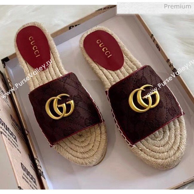 Gucci GG Matelassé Canvas Espadrille Sandal Chocolate 2020 (HB-20041403)