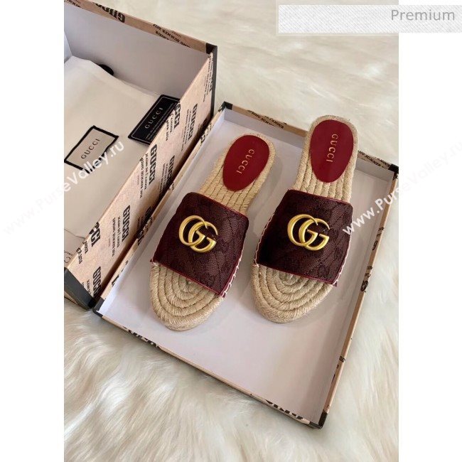 Gucci GG Matelassé Canvas Espadrille Sandal Chocolate 2020 (HB-20041403)