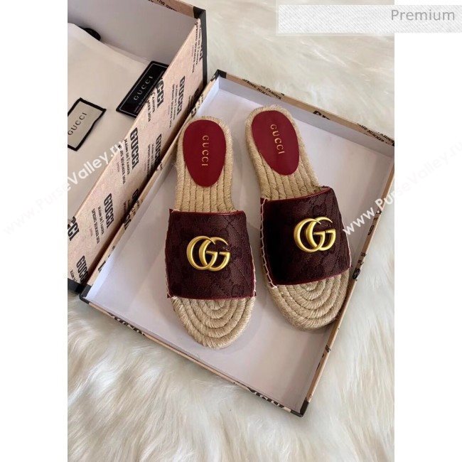 Gucci GG Matelassé Canvas Espadrille Sandal Chocolate 2020 (HB-20041403)