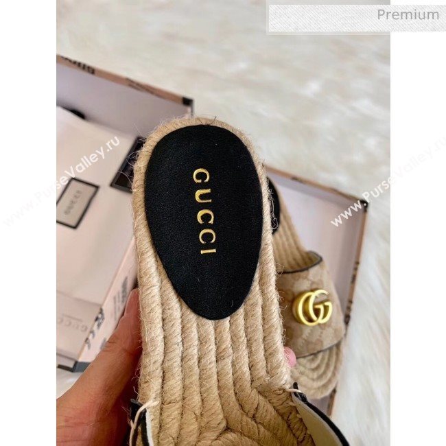 Gucci GG Matelassé Canvas Espadrille Sandal With Cord platform Beige 2020 (HB-20041405)