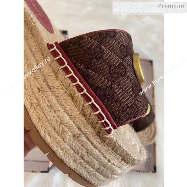 Gucci GG Matelassé Canvas Espadrille Sandal With Cord platform Chocolate 2020 (HB-20041406)