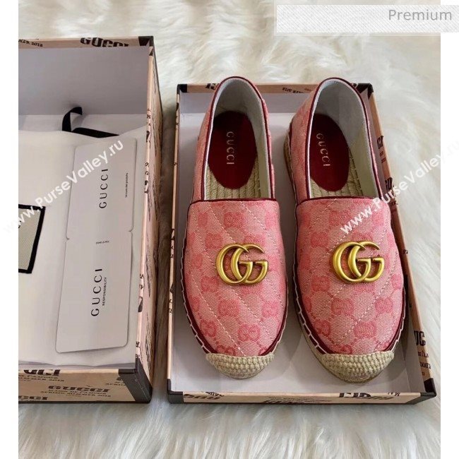 Gucci GG Matelassé Canvas Espadrille Pink 2020 (HB-20041411)