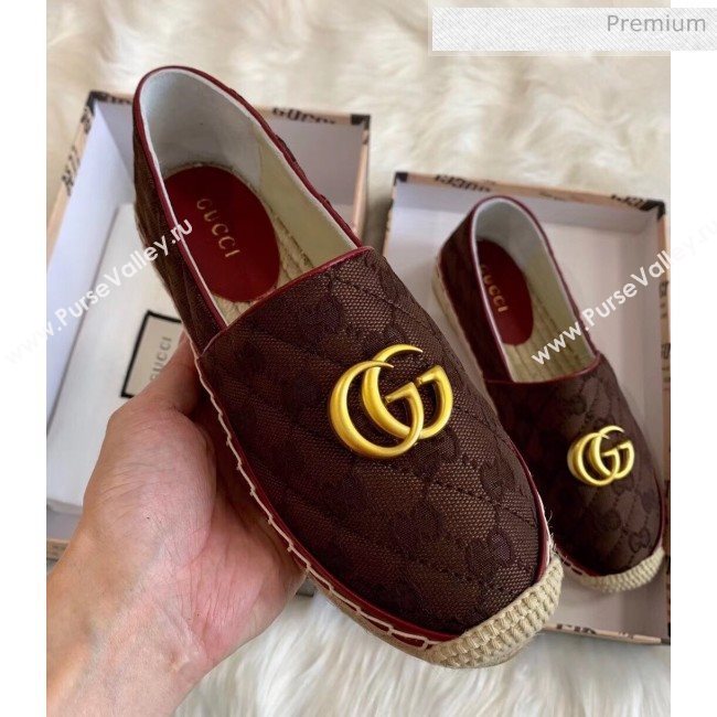 Gucci GG Matelassé Canvas Espadrille Chocolate 2020 (HB-20041412)