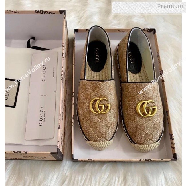 Gucci GG Matelassé Canvas Espadrille Beige/Black 2020 (HB-20041413)