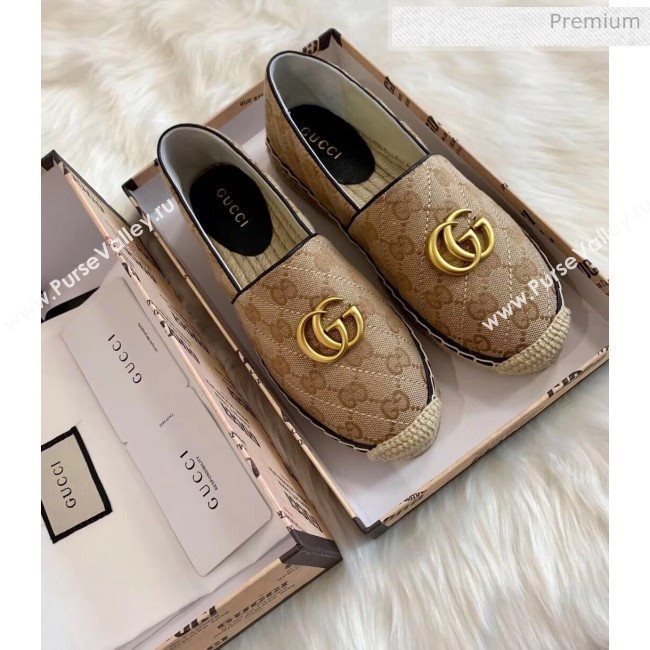 Gucci GG Matelassé Canvas Espadrille Beige/Black 2020 (HB-20041413)