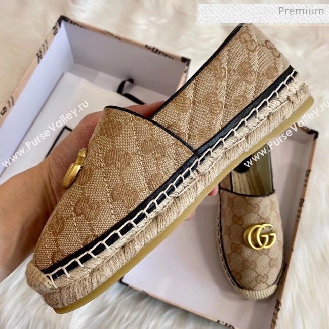 Gucci GG Matelassé Canvas Espadrille Beige/Black 2020 (HB-20041413)