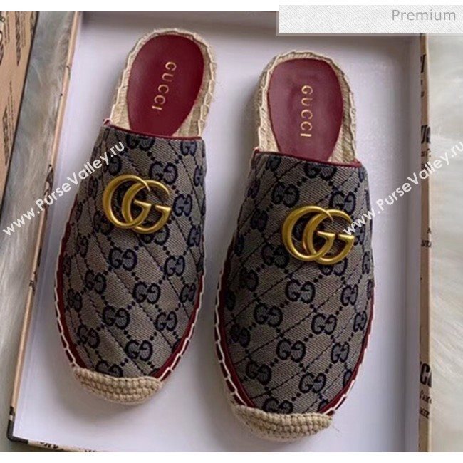 Gucci GG Matelassé Canvas Espadrille Slipper Blue 2020 (HB-20041415)