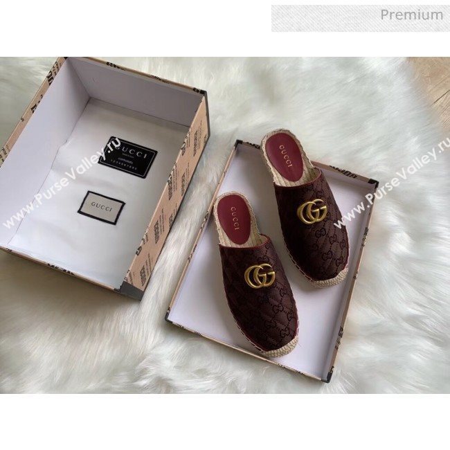 Gucci GG Matelassé Canvas Espadrille Slipper Chocolate 2020 (HB-20041416)