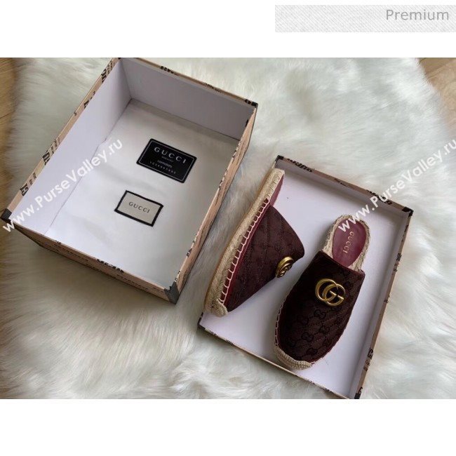 Gucci GG Matelassé Canvas Espadrille Slipper Chocolate 2020 (HB-20041416)