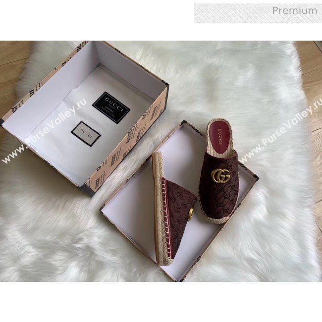 Gucci GG Matelassé Canvas Espadrille Slipper Chocolate 2020 (HB-20041416)