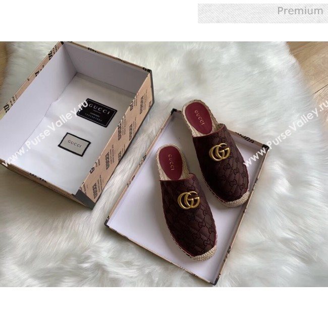 Gucci GG Matelassé Canvas Espadrille Slipper Chocolate 2020 (HB-20041416)