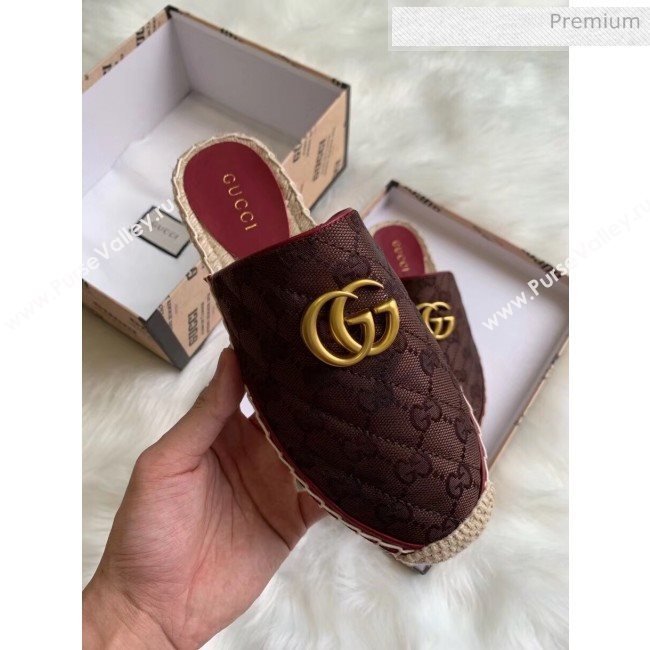 Gucci GG Matelassé Canvas Espadrille Slipper Chocolate 2020 (HB-20041416)