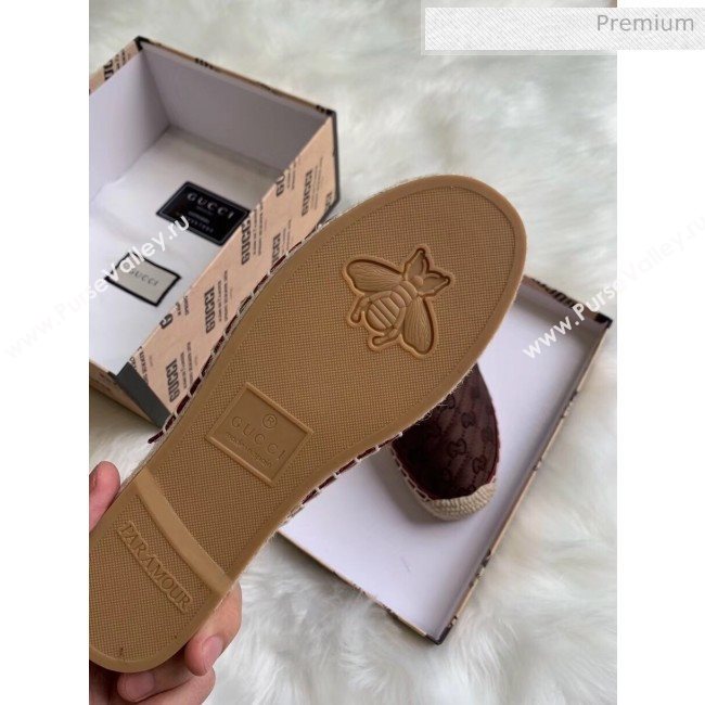 Gucci GG Matelassé Canvas Espadrille Slipper Chocolate 2020 (HB-20041416)