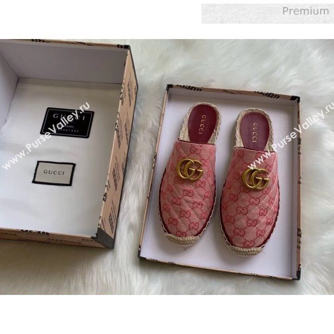 Gucci GG Matelassé Canvas Espadrille Slipper Pink 2020 (HB-20041418)