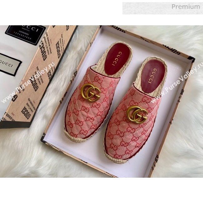 Gucci GG Matelassé Canvas Espadrille Slipper Pink 2020 (HB-20041418)